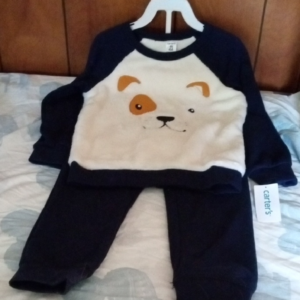 Carter's Blue and White Pajama Set with Bear Design